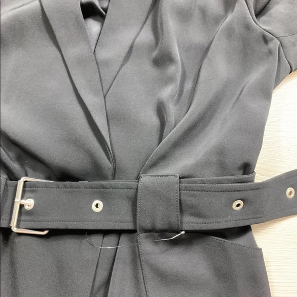 Maison Cinqcent 500 Black Belted Trench Coat Jacket Blazer - Picture 3 of 11